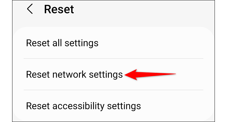 Samsung Reset network settings path