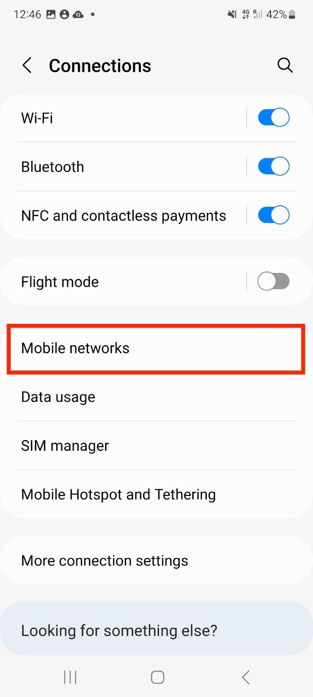 Samsung Mobile Networks option